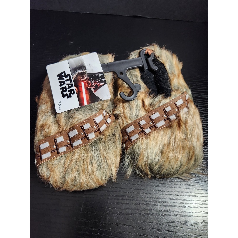 Star Wars Chewbacca Slippers Kids L 9-10 Brown Fuzzy Plush Cozy - Picture 1 of 6